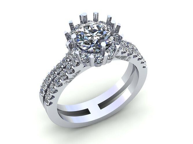 Tow Row Pav Wedding Ring 397 3D print model