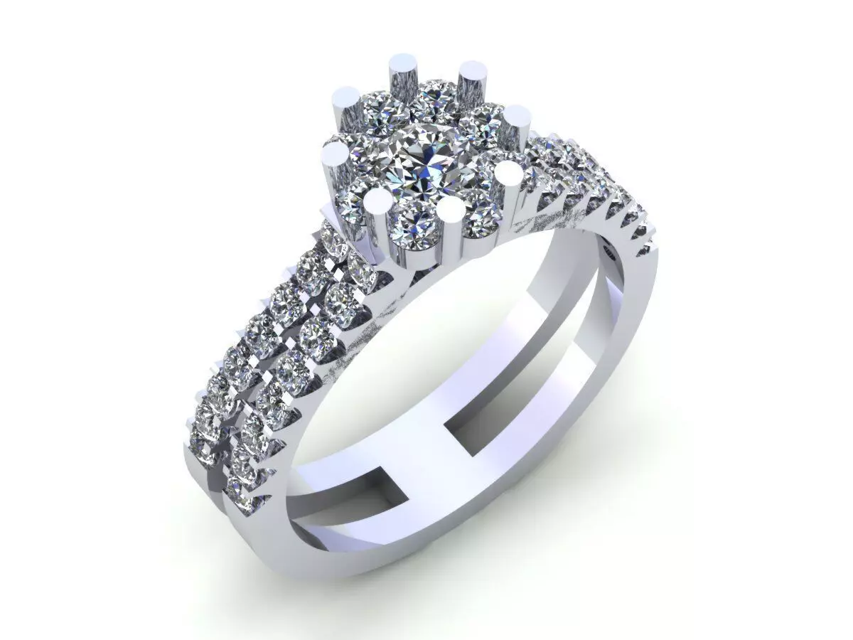 Pav Set Sid Stone Diamond Ring 3D print model