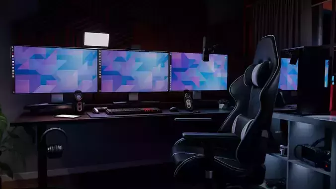 Streaming Room-Gaming Setup-Template Low-poly 3D model
