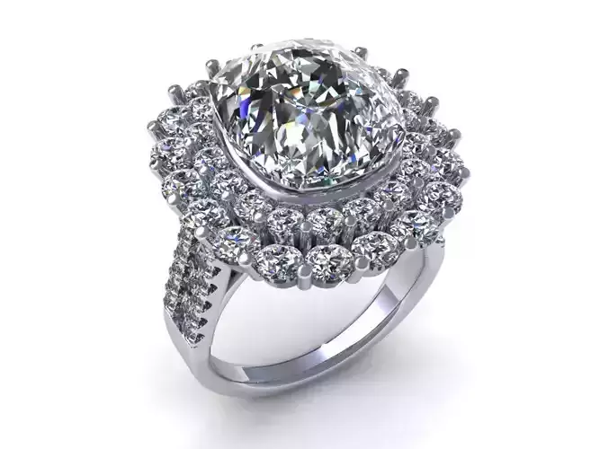 Halo Oval Diamond Ring 422 3D print model