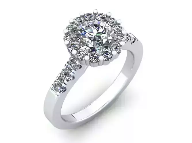 Round Stone Diamond Ring 3D print model