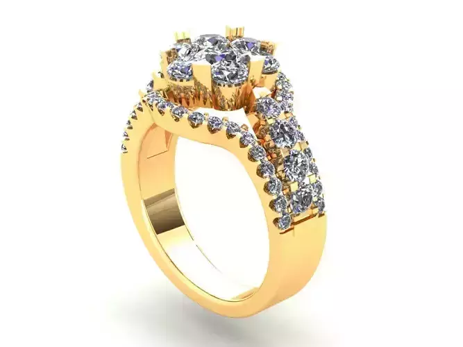 Three Row Wedding Ring 404 3D print model