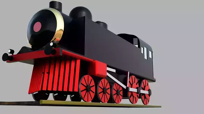 Steam Engine with Rails - 3D Model