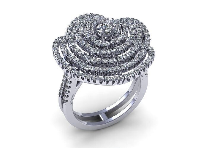 Rose Flower Diamond Ring 438 3D print model
