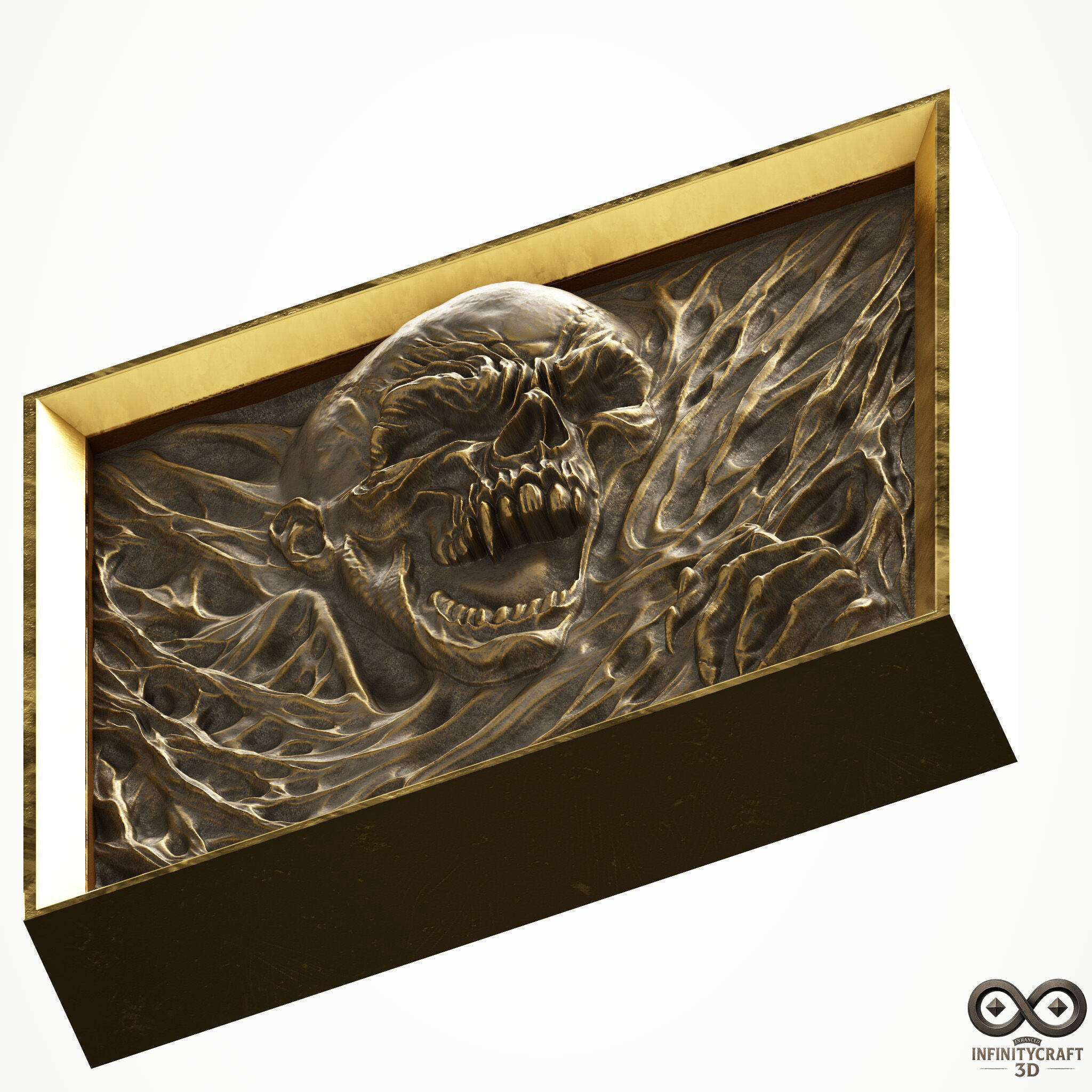 Soul Scream Gothic Skull Wall Relief 3D Model for CNC 3D print model_6