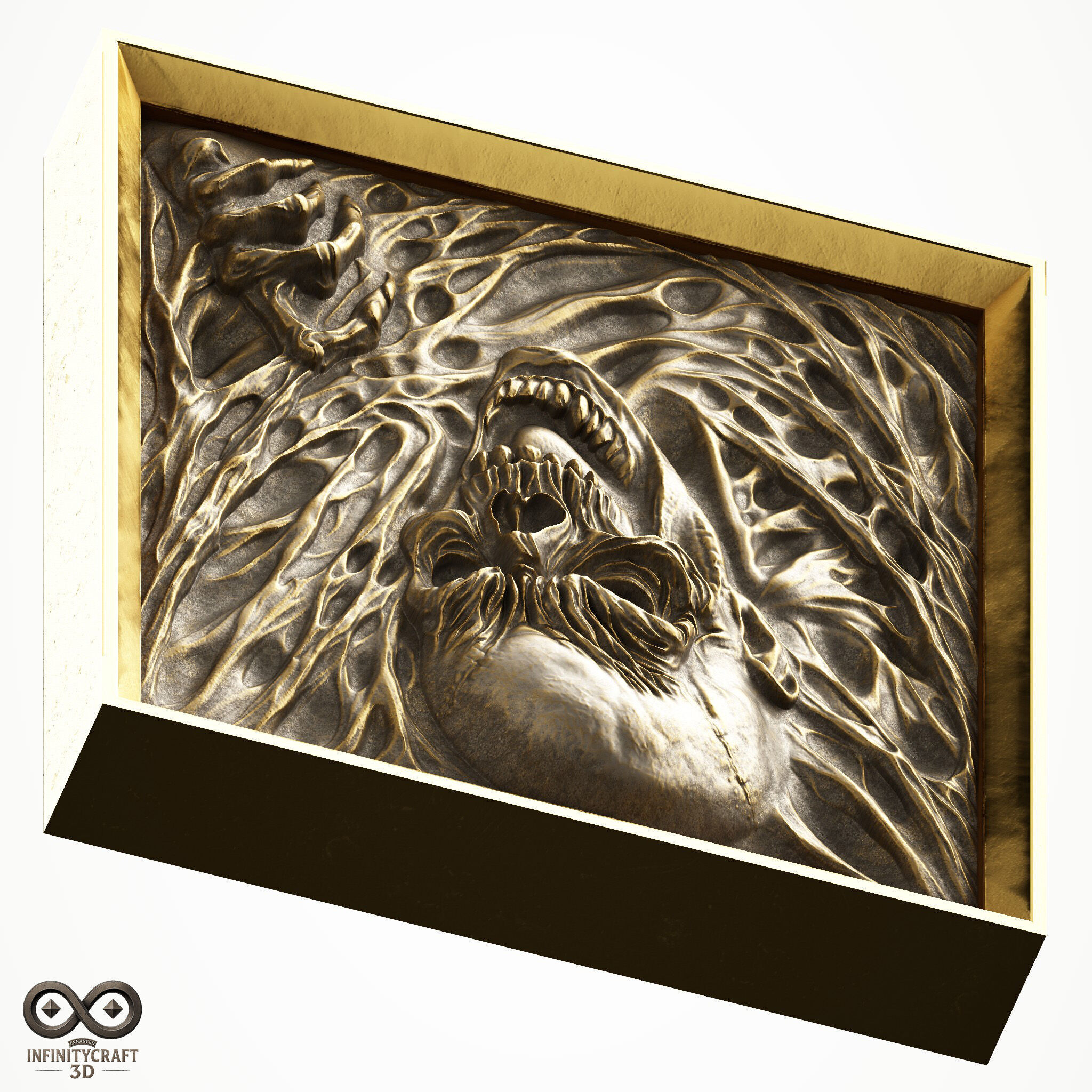 Soul Scream Gothic Skull Wall Relief 3D Model for CNC 3D print model_7