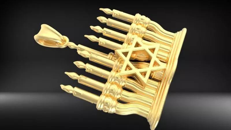 Menorah Star Of David In The Center Jewelry Pendant 3D print model