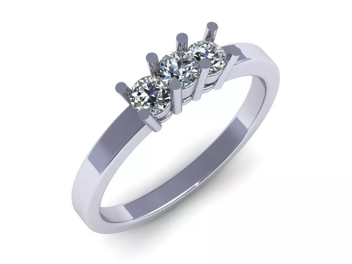 Three Stone Wedding Ring 609 Free 3D print model
