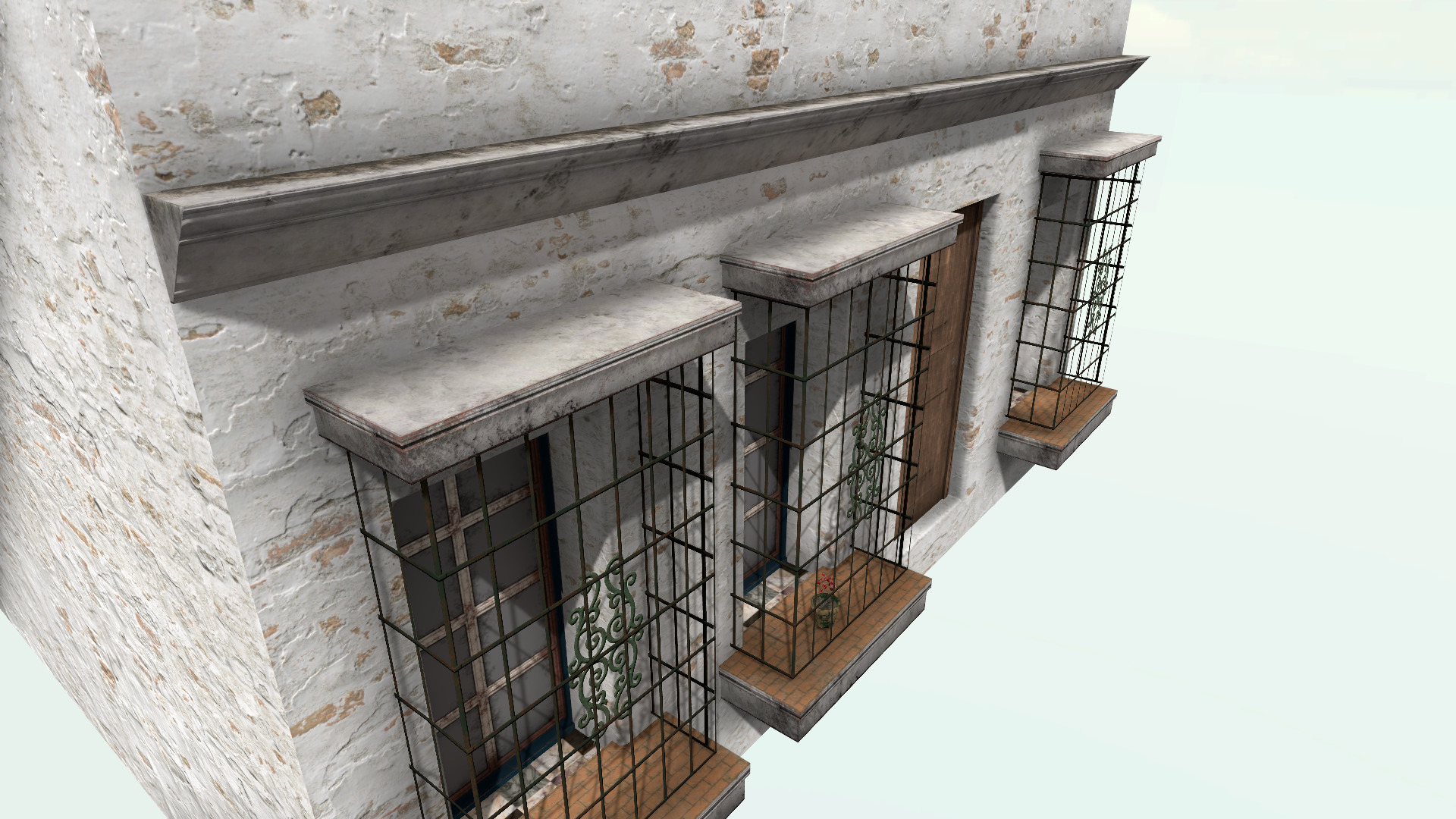 Old High-Quality 3D Colonial House Low-poly 3D model_5