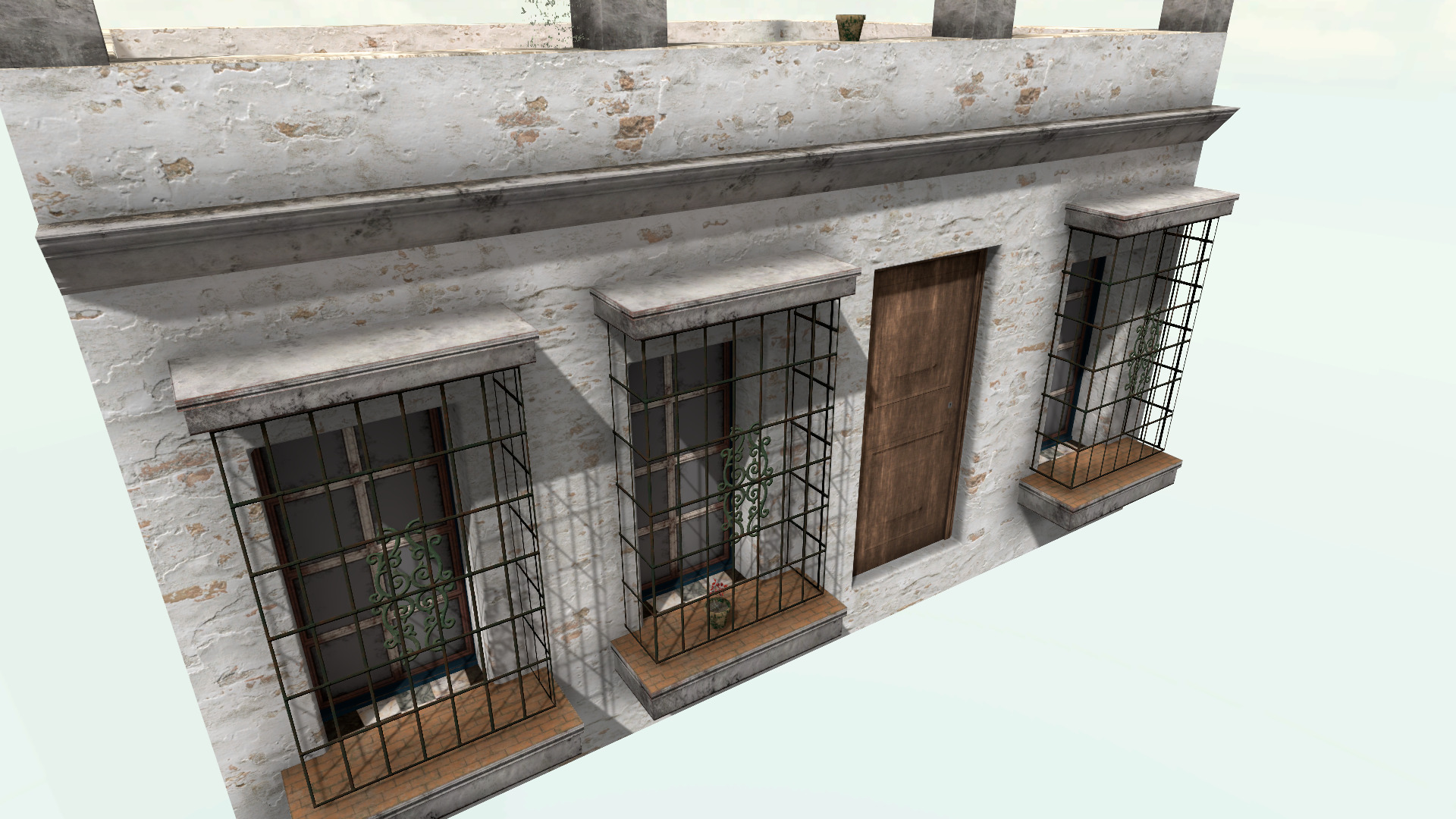 Old High-Quality 3D Colonial House Low-poly 3D model_4