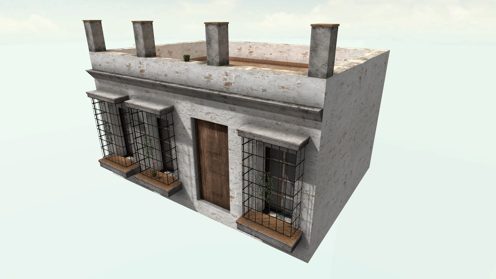 Old High-Quality 3D Colonial House Low-poly 3D model_2