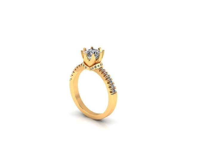 One Stone Princess Wedding Ring AI00096R 3D print model