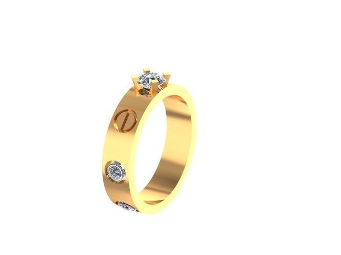 One Stone Solitaire Diamond Ring AI000118R 3D print model