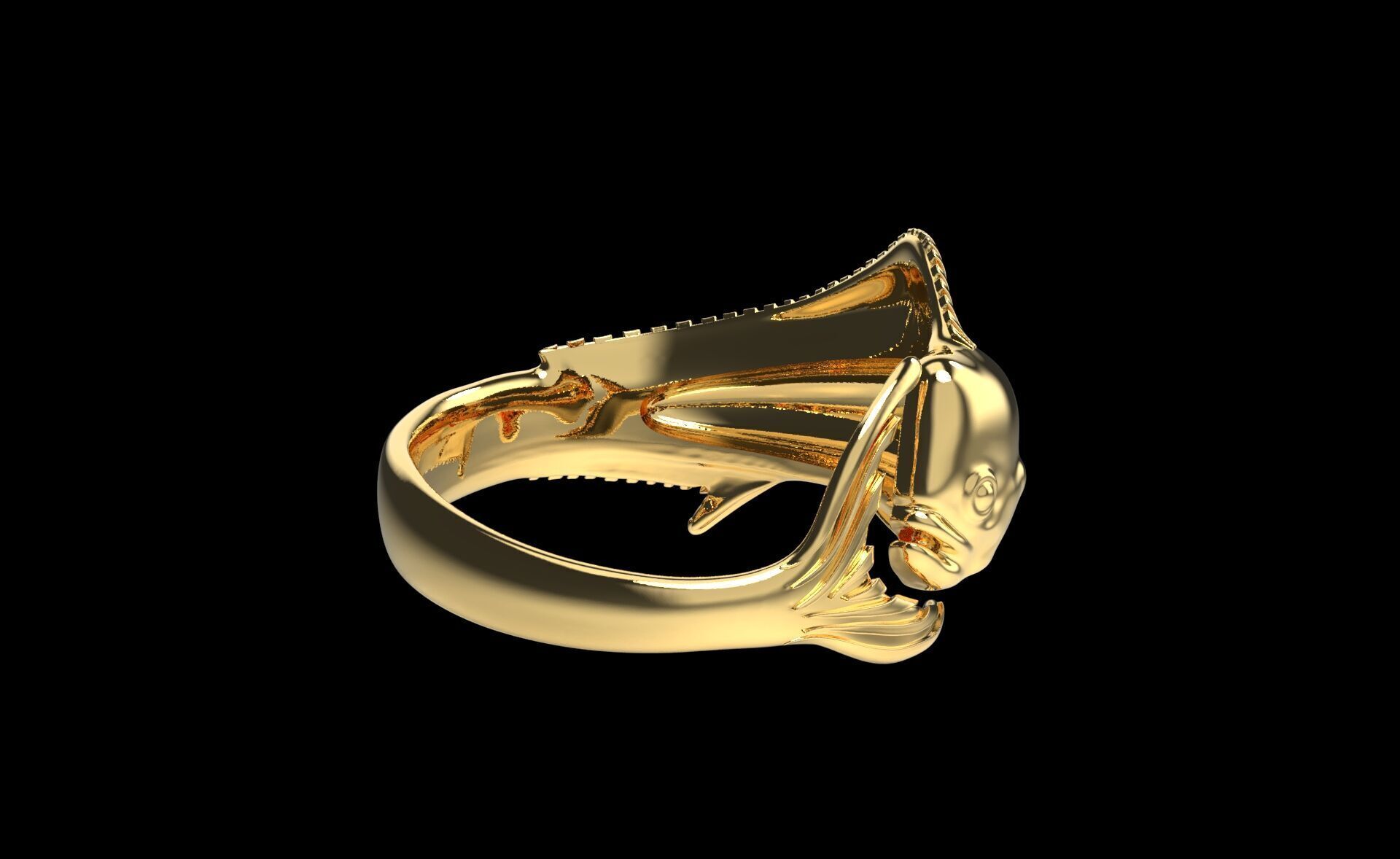 MAHI MAHI DORADO DOLPHIN FISH RING ALL VERSIONS 3D print model_18