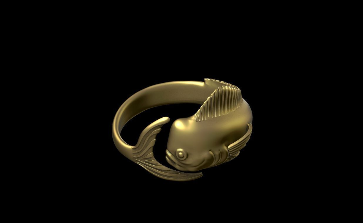 MAHI MAHI DORADO DOLPHIN FISH RING ALL VERSIONS 3D print model_13