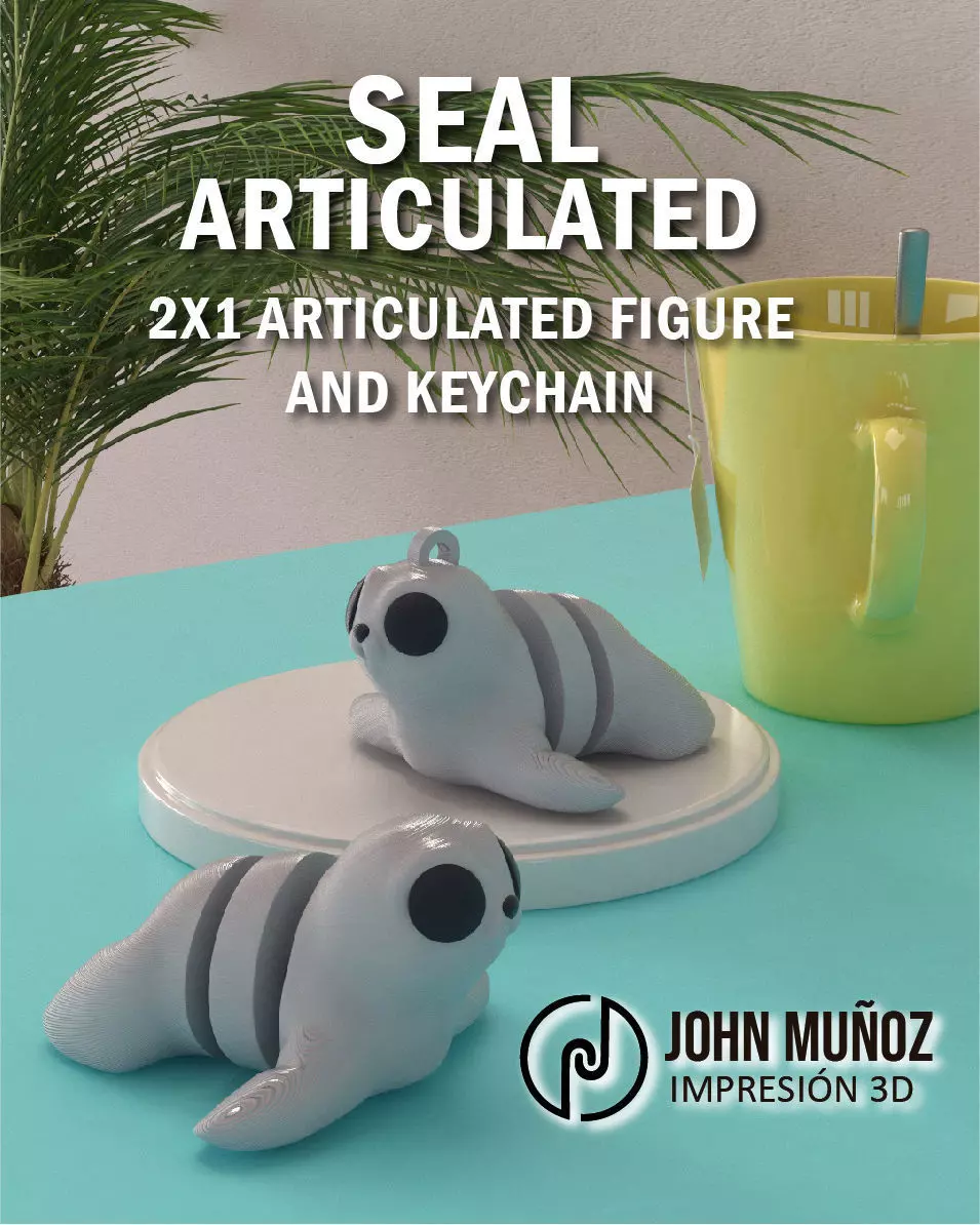 Articulated seal keychain and decorative figure 3D print model_0