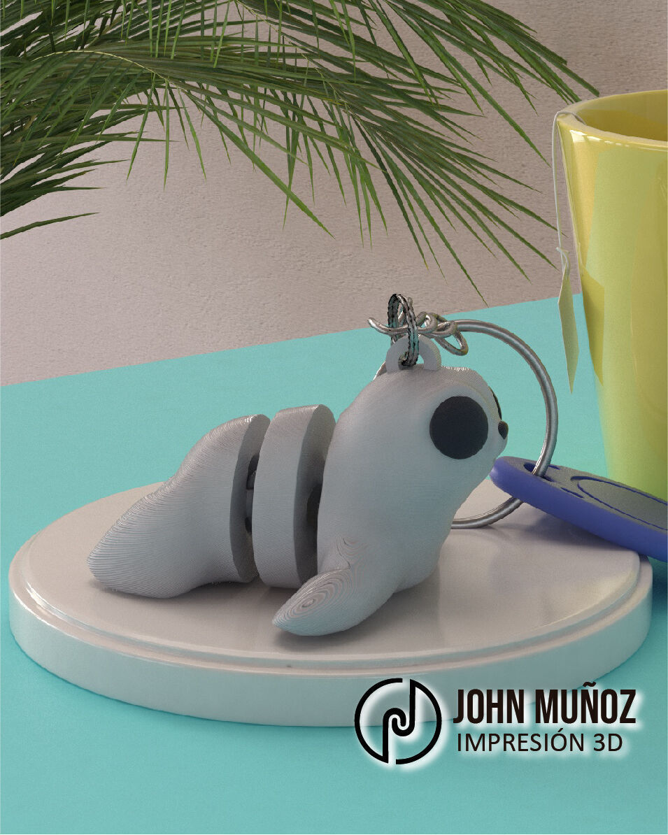 Articulated seal keychain and decorative figure 3D print model_2