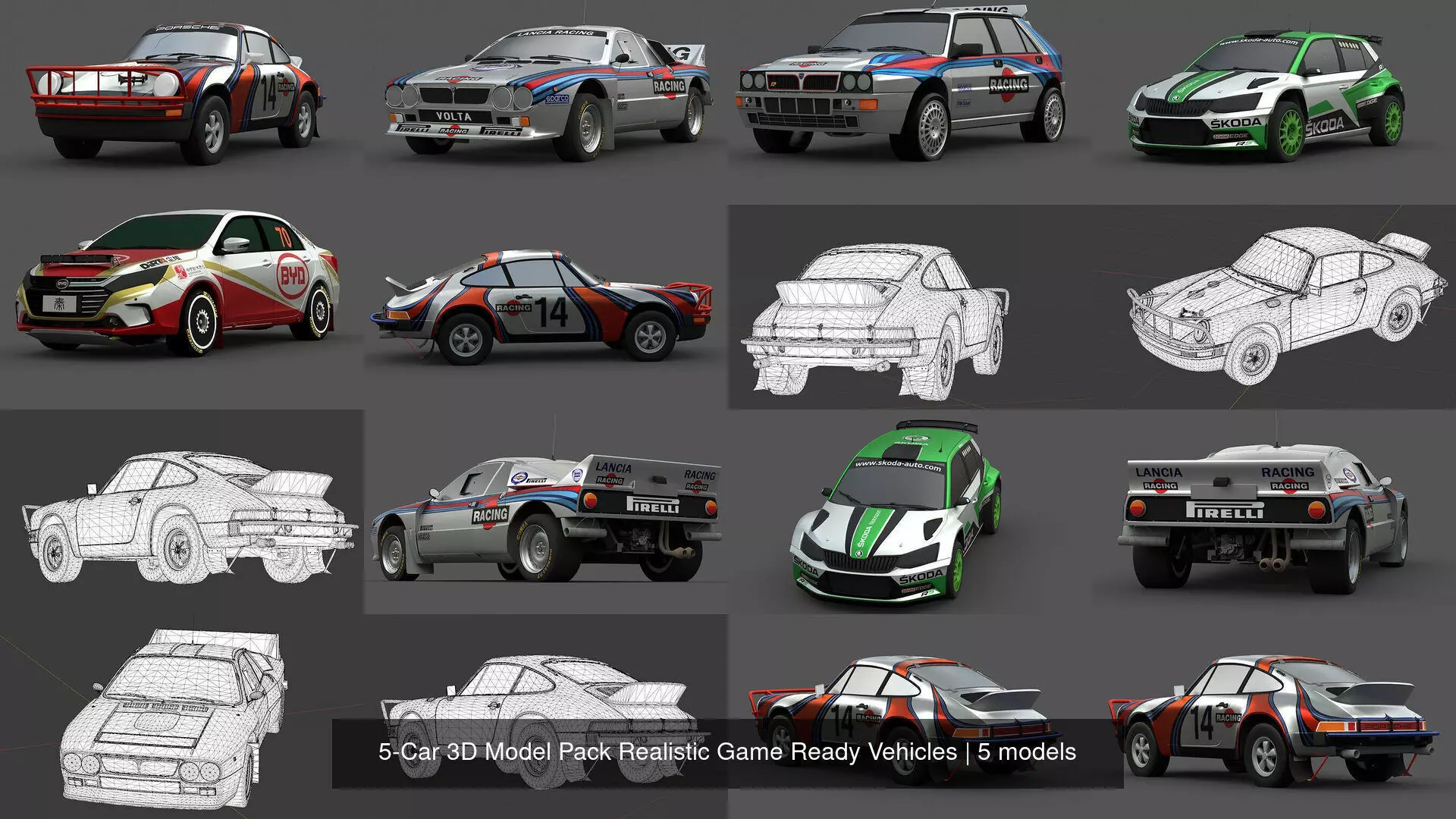 5-Car 3D Model Pack Realistic Game Ready Vehicles 3D Model Collection_1