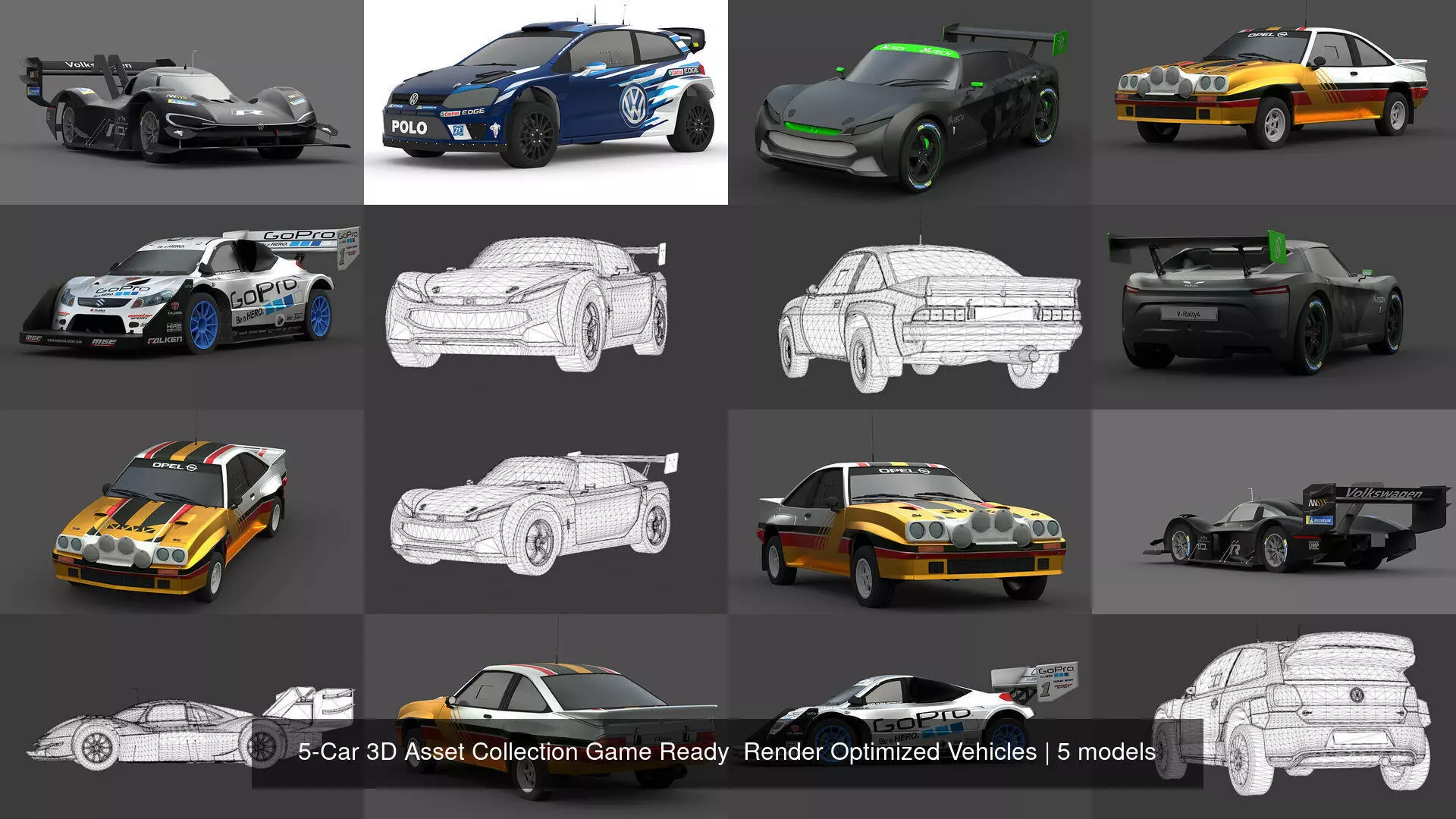 5-Car 3D Asset Collection Game Ready  Render Optimized Vehicles _1