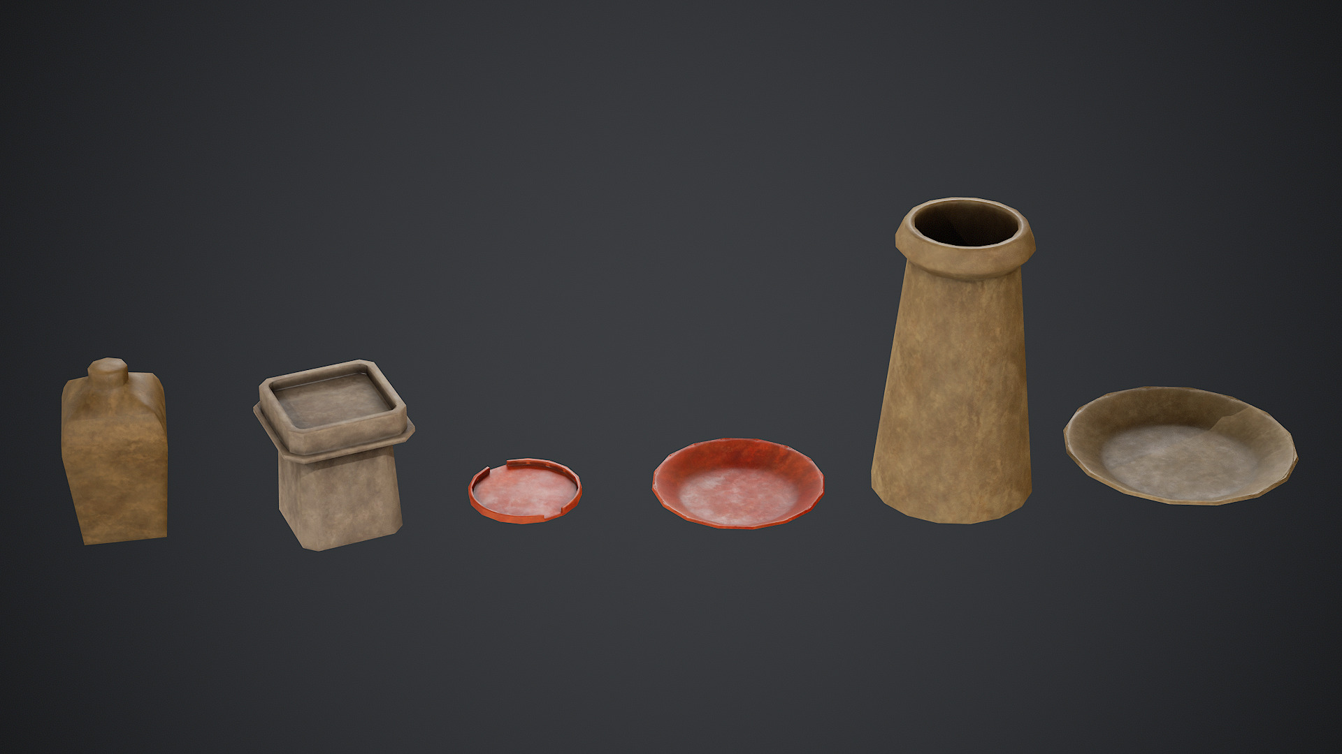 Japanese Wooden Table and Props - PBR Texture Low-poly 3D model_4