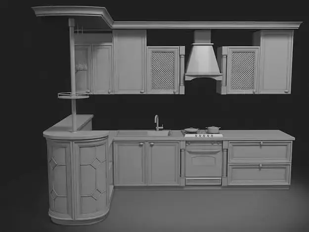 Kitchen set with stove and sink