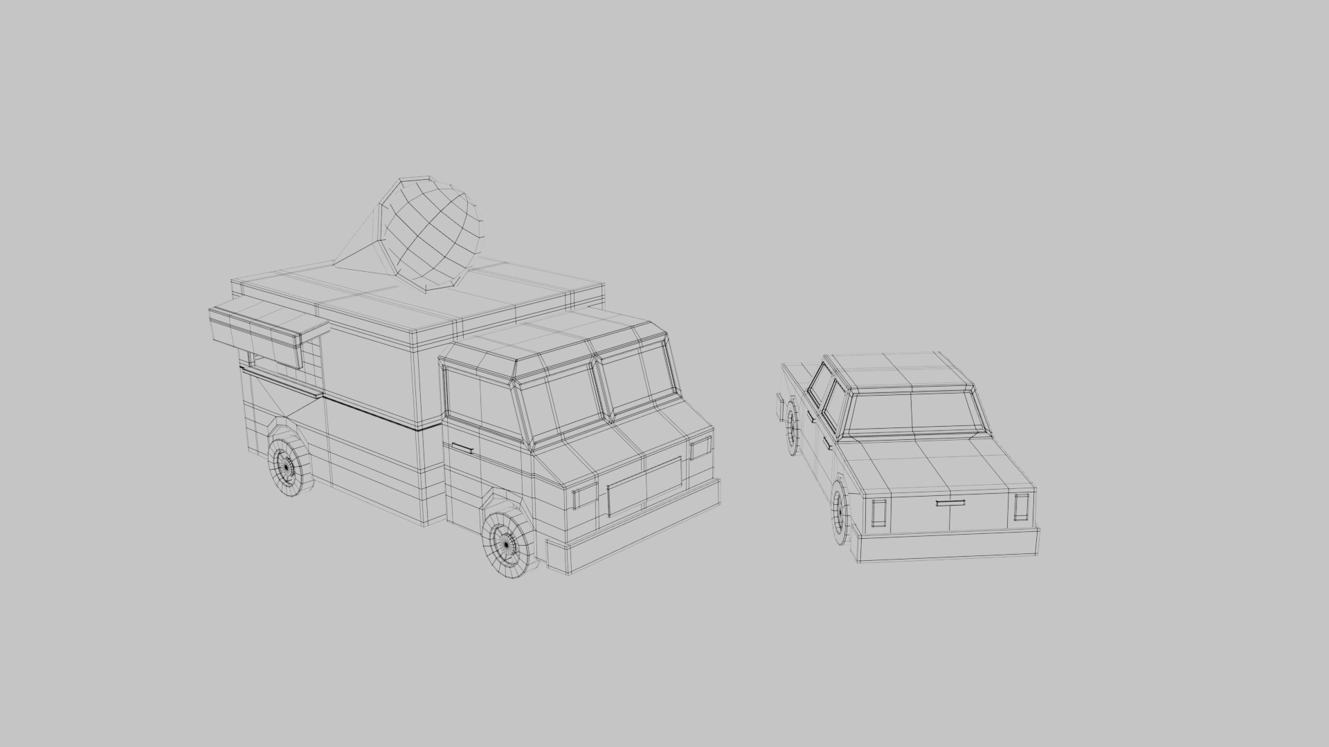 Low Poly Vehicle Set - Ice cream truck and Car Low-poly 3D model_8