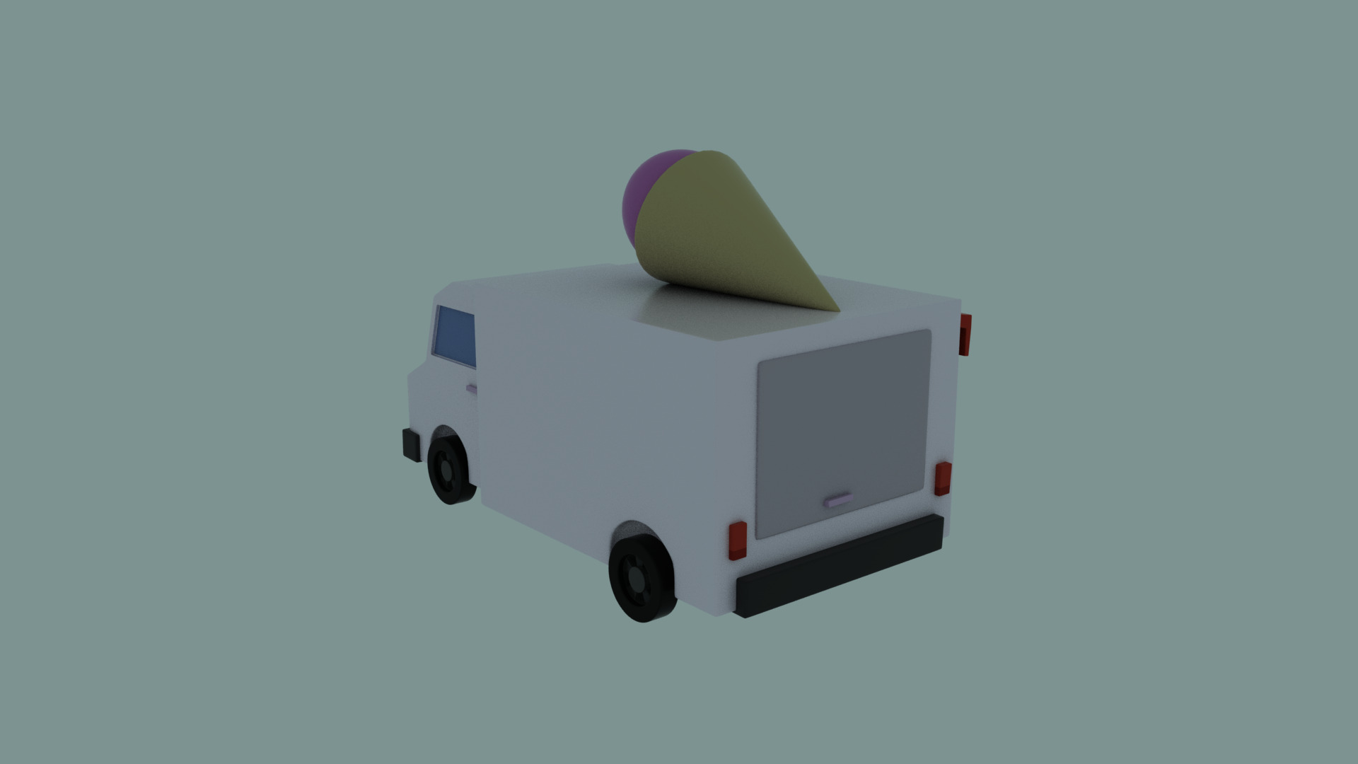 Low Poly Vehicle Set - Ice cream truck and Car Low-poly 3D model_6