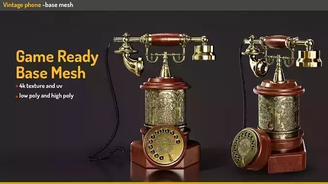 Realistic vintage phone 3D Model