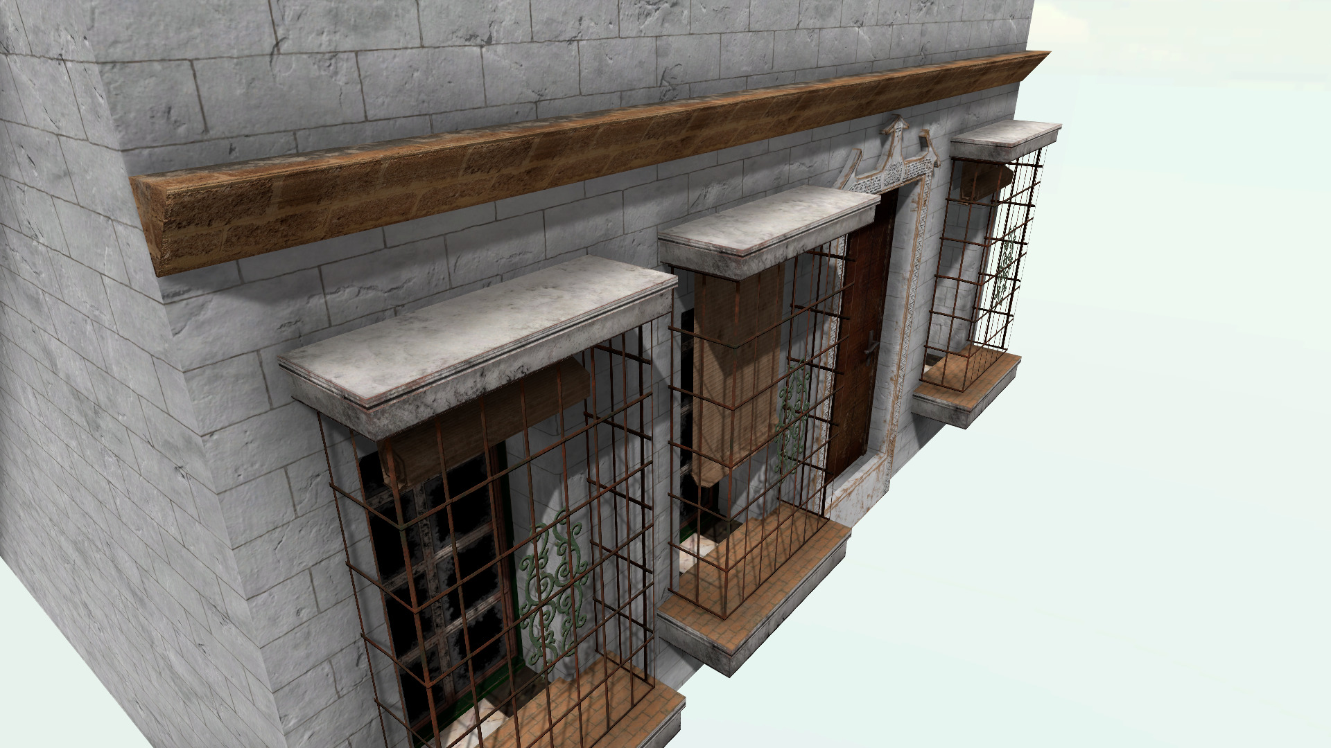 Old High-Quality 3D Colonial House Low-poly 3D model_5