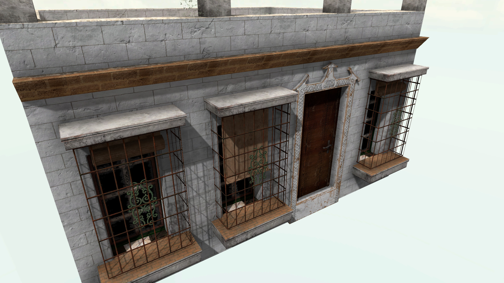 Old High-Quality 3D Colonial House Low-poly 3D model_4