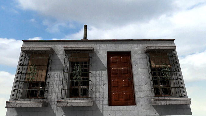 Old High-Quality 3D Colonial House Low-poly 3D model