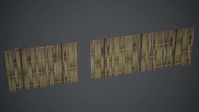 Bamboo Fence - PBR Texture Low-poly 3D model