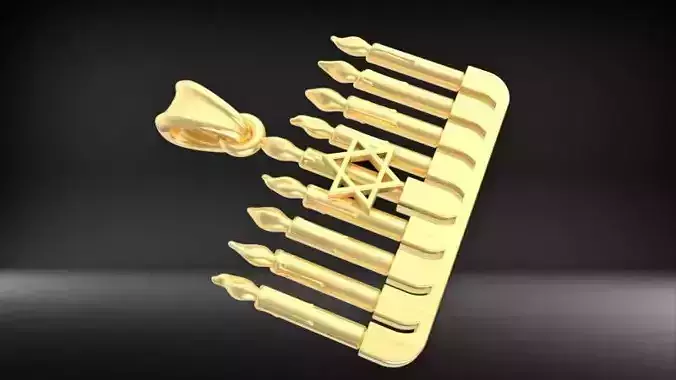 Menorah Star Of David In The Center Jewelry Pendant