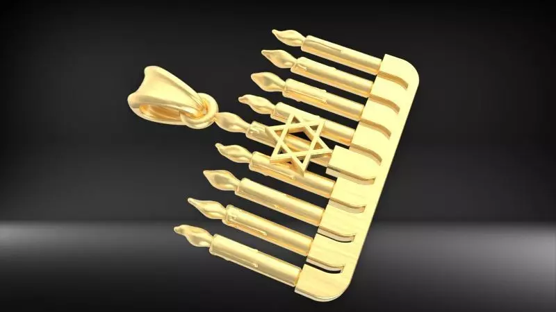 Menorah Star Of David In The Center Jewelry Pendant 3D print model