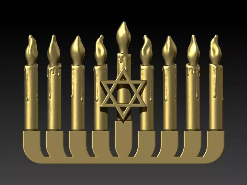 Menorah Star Of David In The Center Jewelry Pendant 3D print model