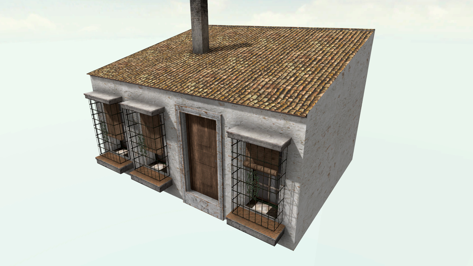 Old High-Quality 3D Colonial House Low-poly 3D model_2