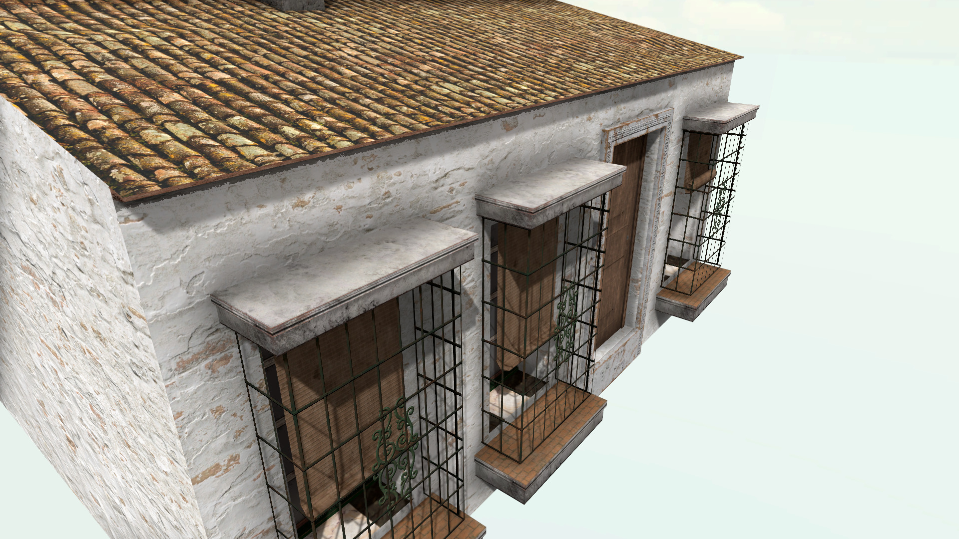 Old High-Quality 3D Colonial House Low-poly 3D model_5