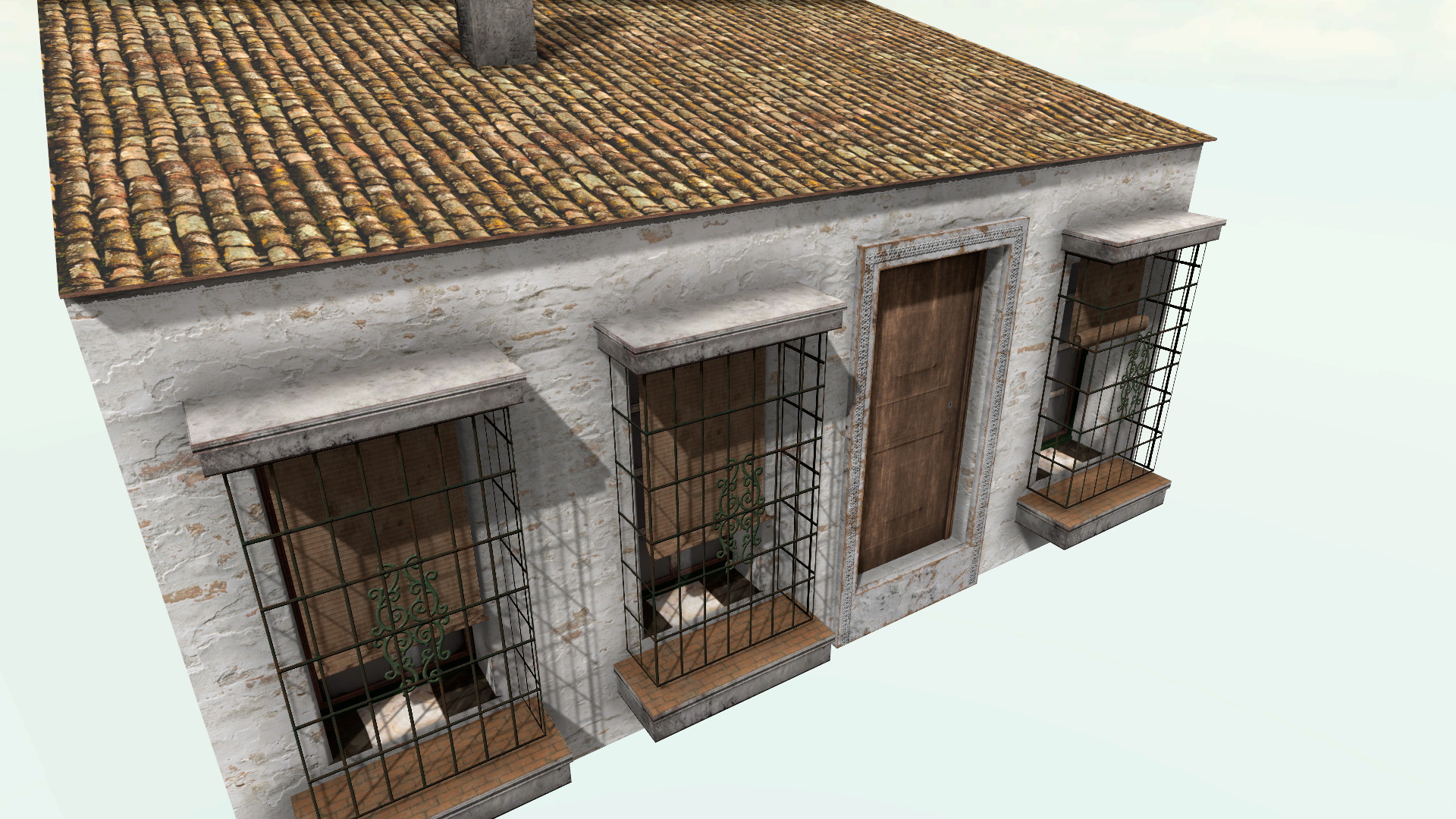 Old High-Quality 3D Colonial House Low-poly 3D model_4