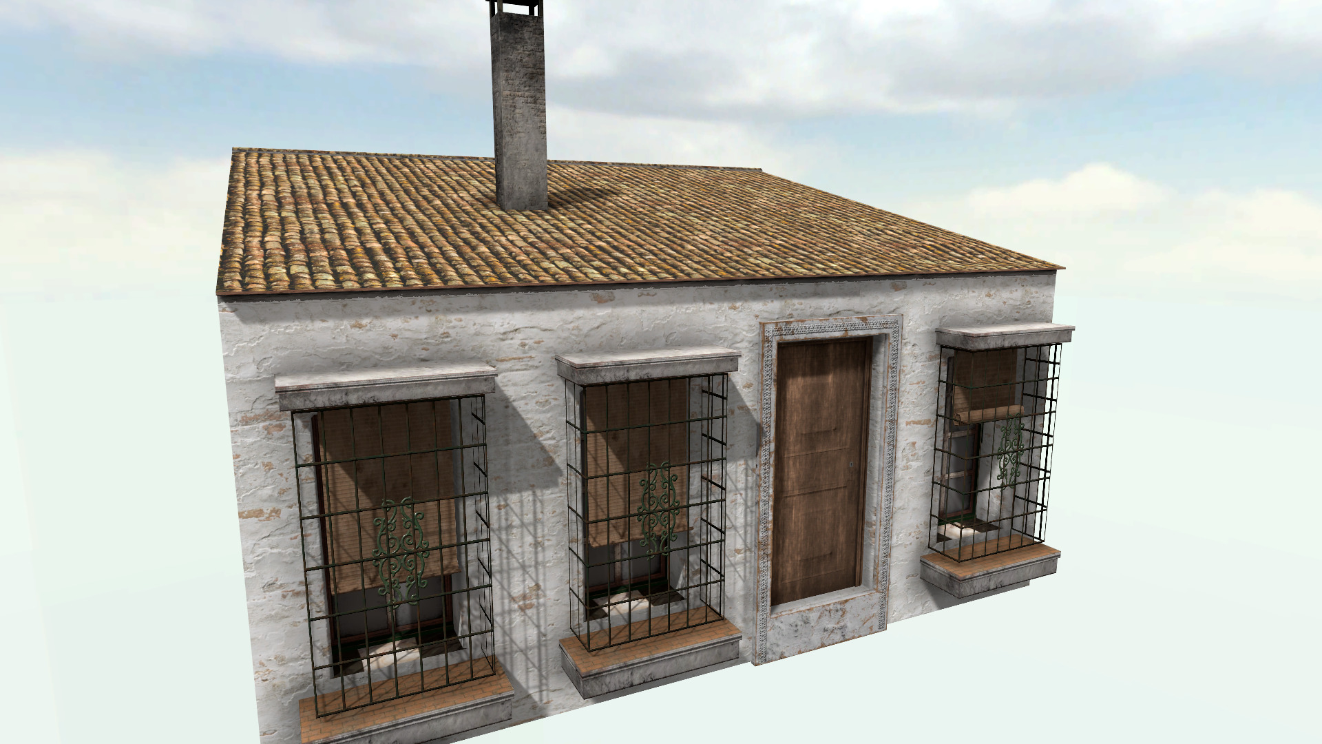 Old High-Quality 3D Colonial House Low-poly 3D model_1