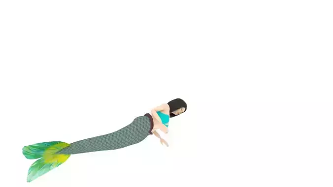 swimming asian mermaid 3D model