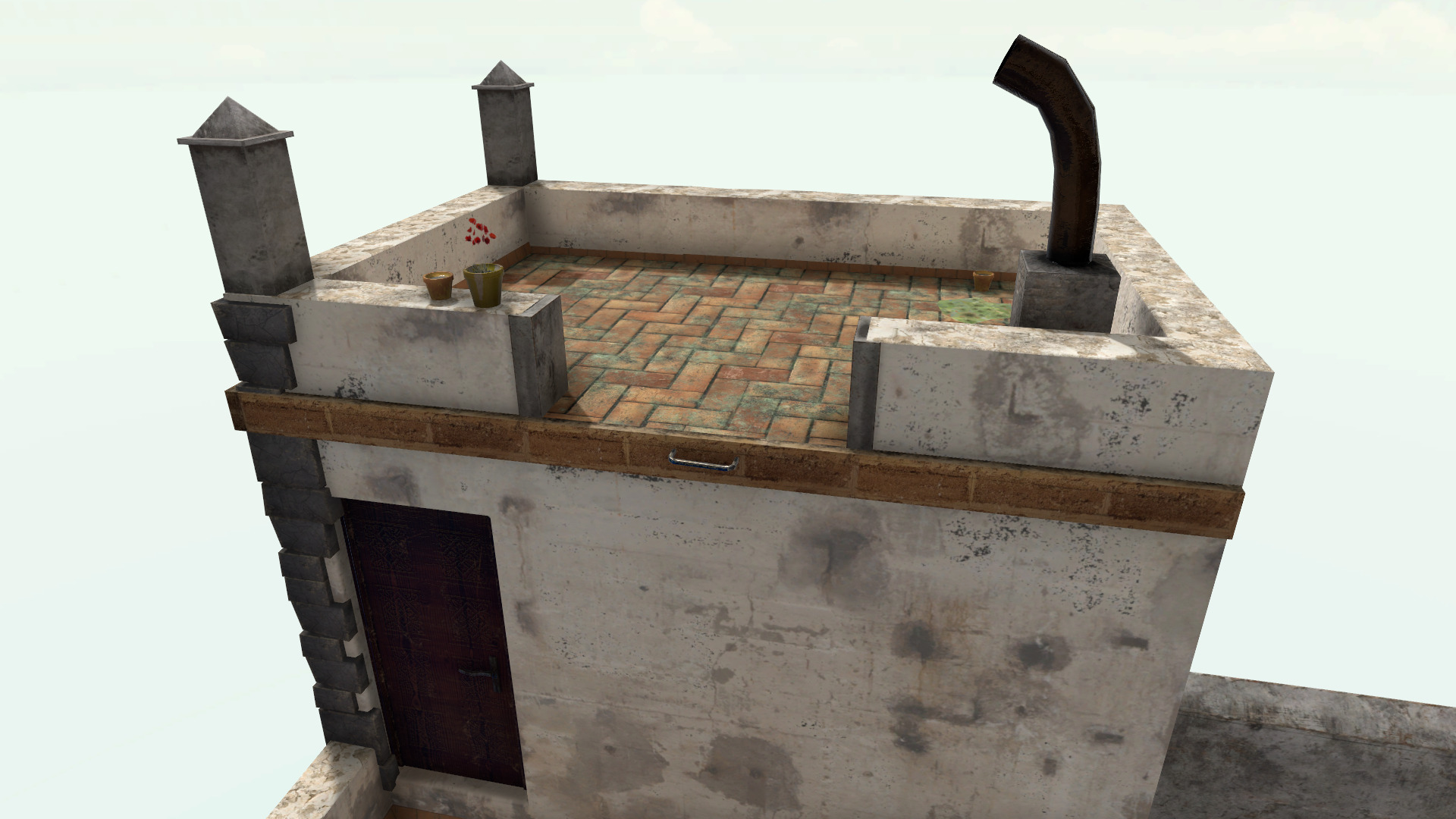 Old High-Quality 3D Colonial House Low-poly 3D model_3