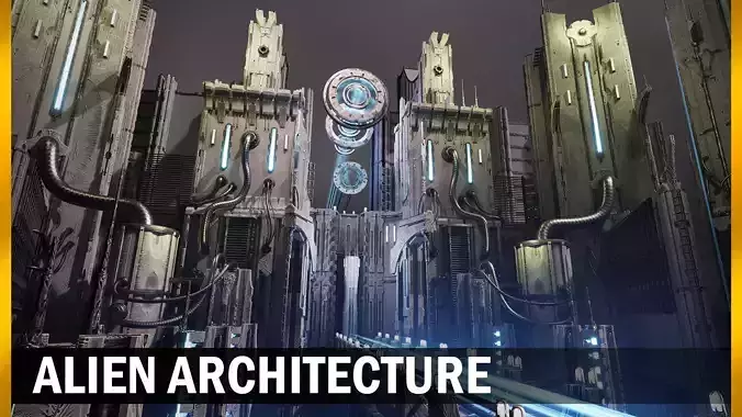 Allien architecture Low-poly 3D model
