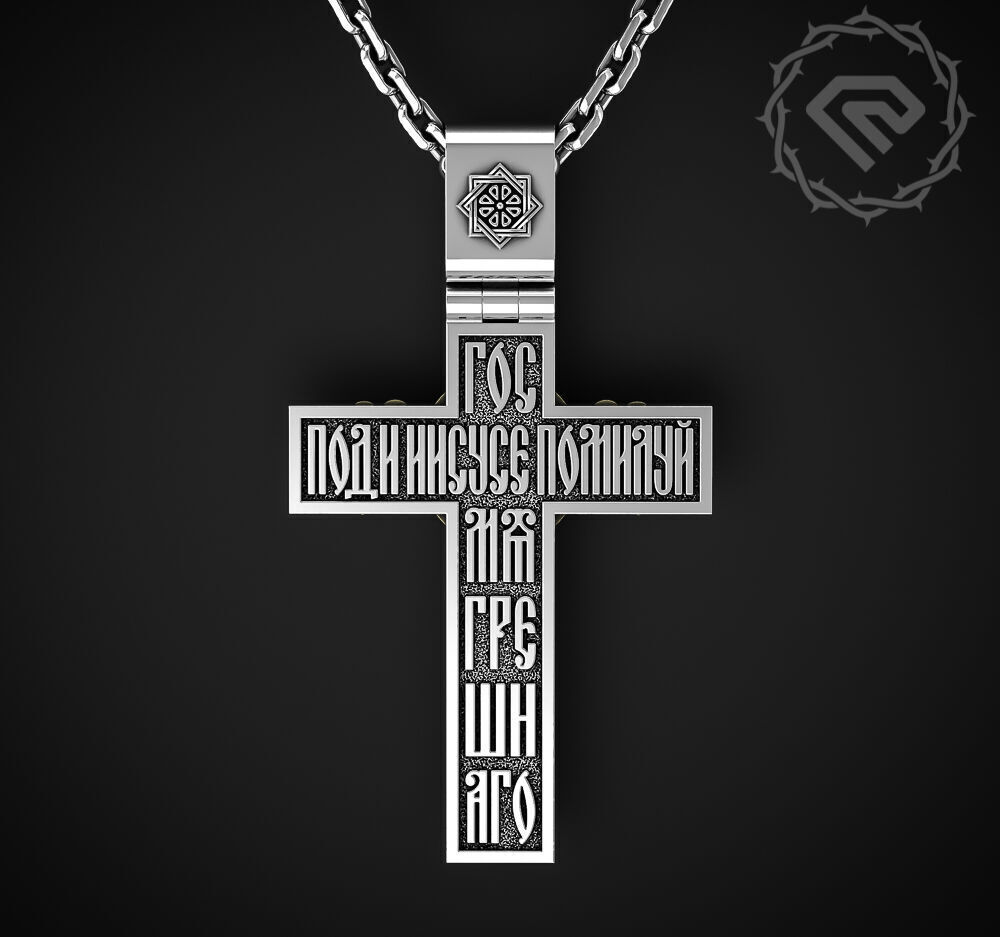 CROSS WITH JESUS AND PRAYER 3D print model_1