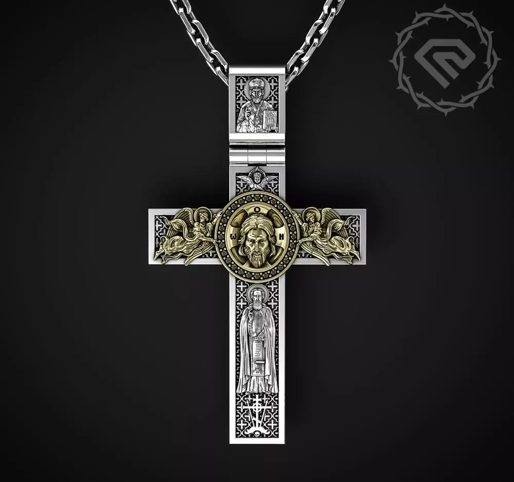 CROSS WITH JESUS AND PRAYER 3D print model_0