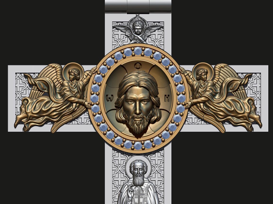 CROSS WITH JESUS AND PRAYER 3D print model_5