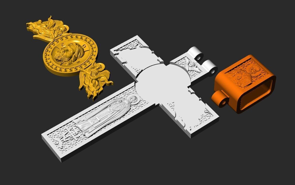 CROSS WITH JESUS AND PRAYER 3D print model_9