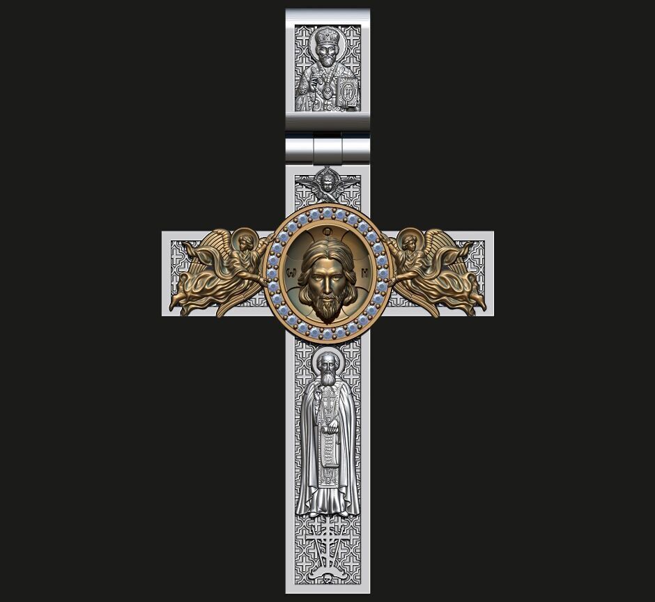 CROSS WITH JESUS AND PRAYER 3D print model_4