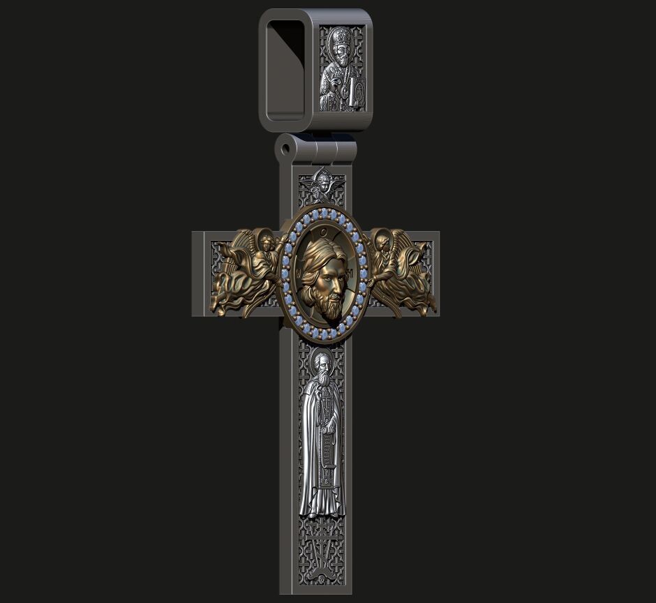 CROSS WITH JESUS AND PRAYER 3D print model_6