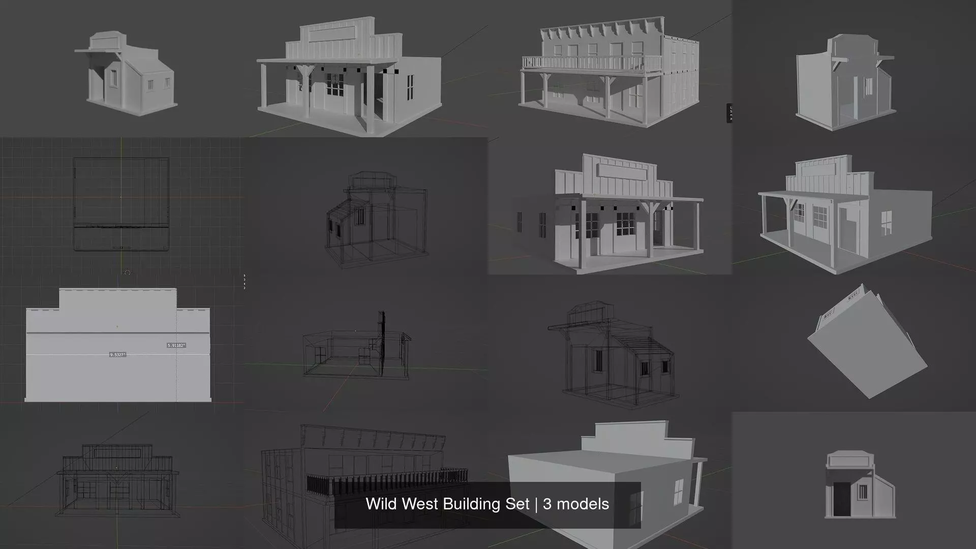 Wild West Building Set 3D Model Collection_0