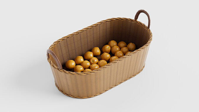 10 variation wicker basket with vegetables Low-poly 3D model 5